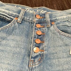 Free People “Soak Up the Sun” Jeans 26” Length with Button Front